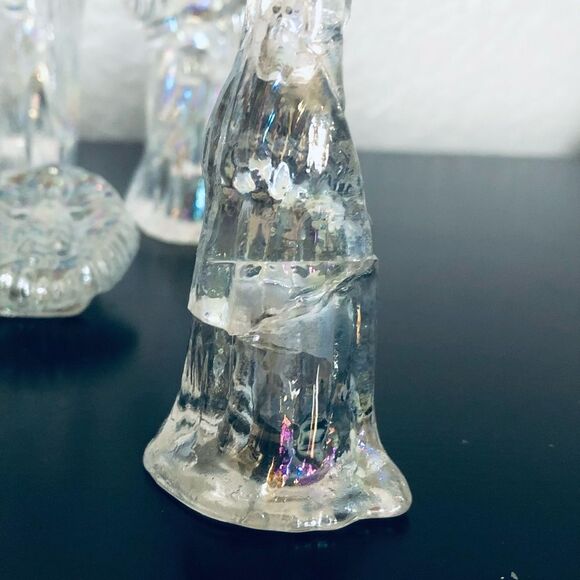 Vintage Iridescent Glass 6-pc Holiday Christmas Nativity Set - Picture 8 of 8